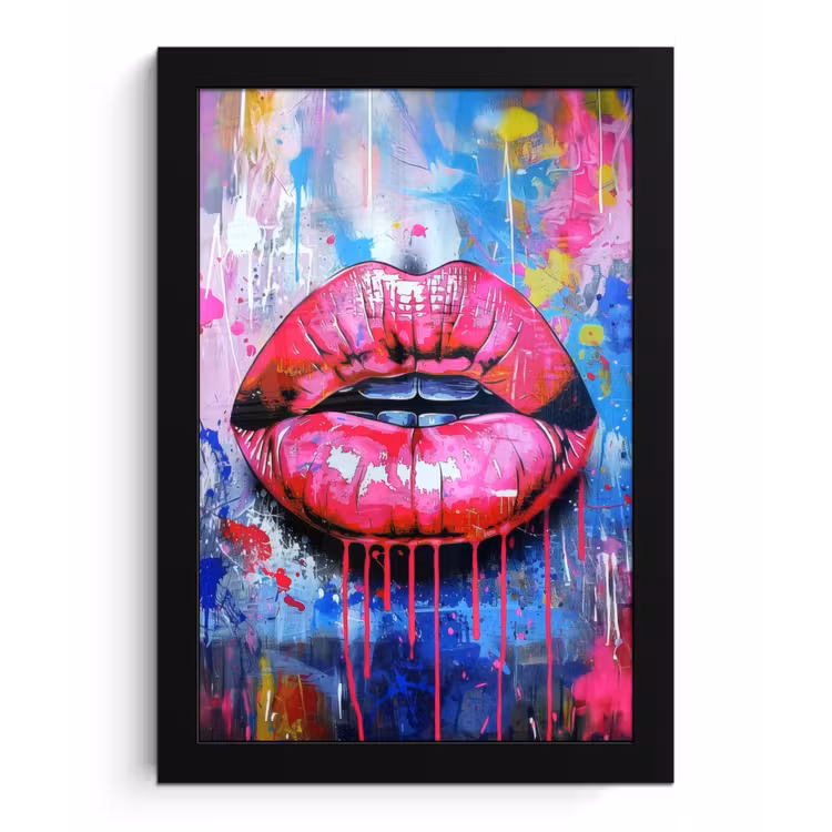 Bilder mit Rahmen - Graffiti - Lippen - Hellrosa - Gemalt — 1