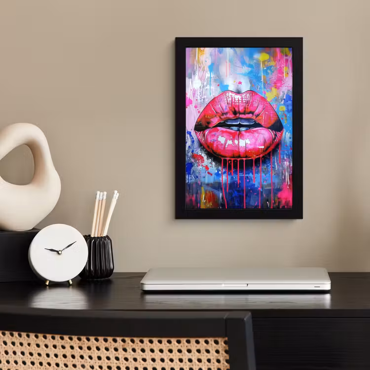 Bilder mit Rahmen - Graffiti - Lippen - Hellrosa - Gemalt — 2