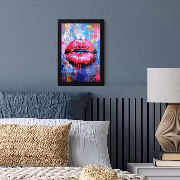 Bilder mit Rahmen - Graffiti - Lippen - Hellrosa - Gemalt — 3