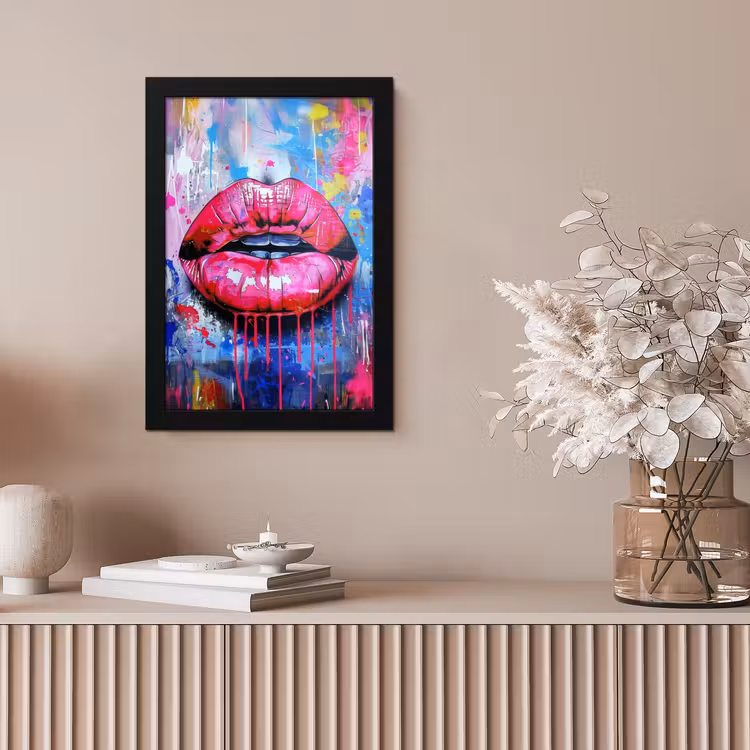 Bilder mit Rahmen - Graffiti - Lippen - Hellrosa - Gemalt — 4