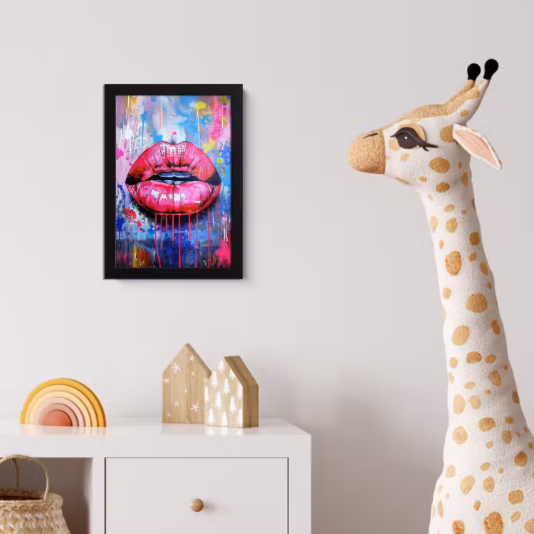 Bilder mit Rahmen - Graffiti - Lippen - Hellrosa - Gemalt — 5