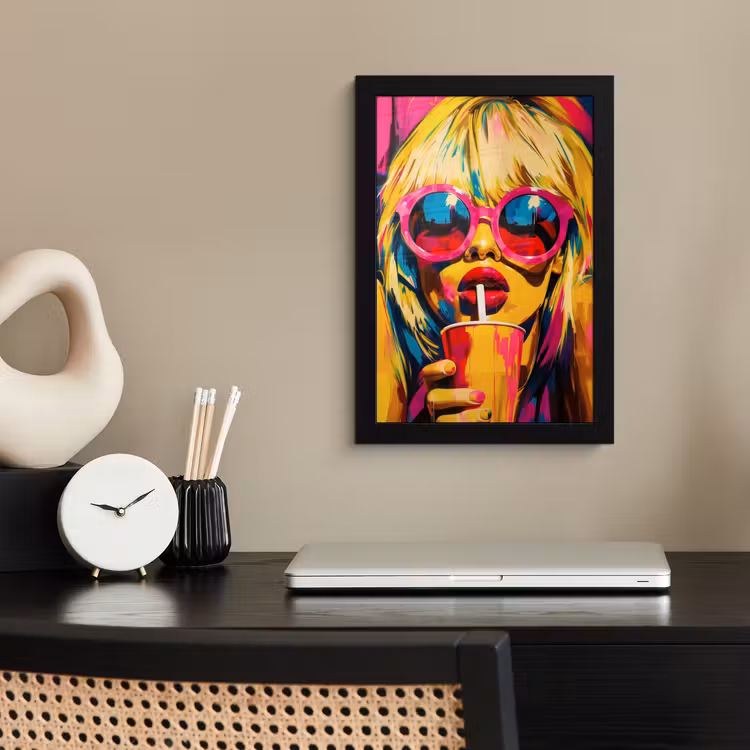 Bilder mit Rahmen - Sonnenbrille - Rosa - Frau - Stroh — 2