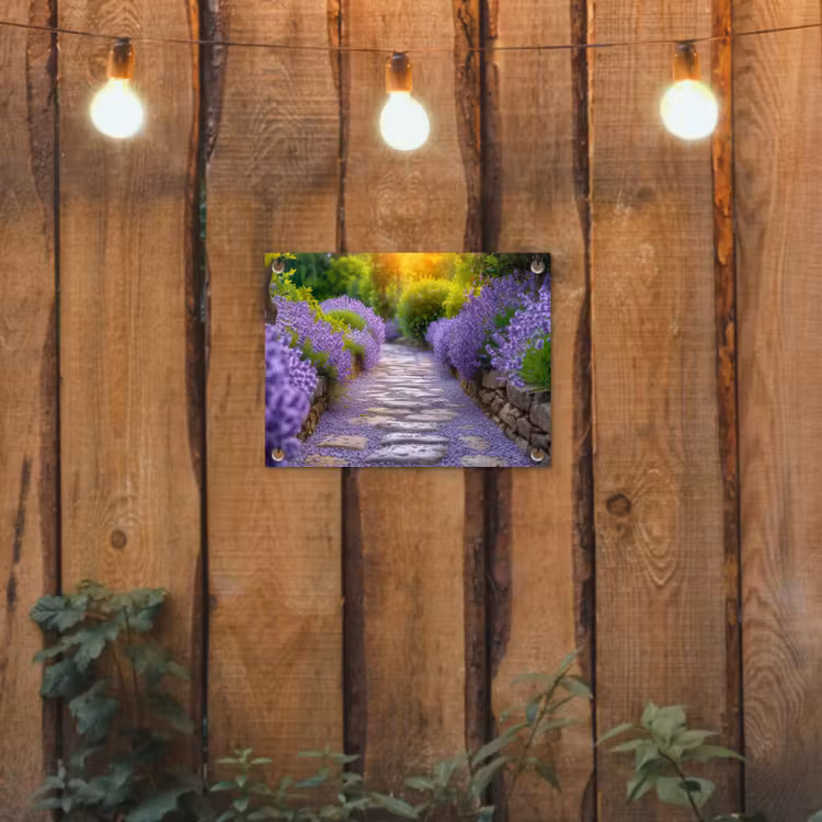 Gartenposter - Lavendelweg bei Sonnenuntergang — 2