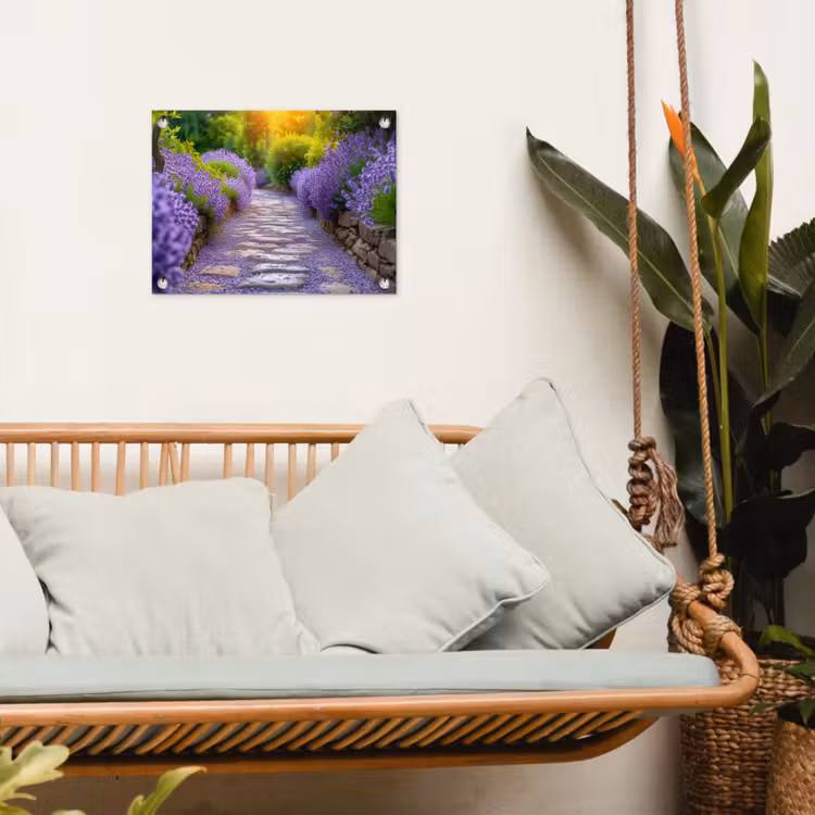 Gartenposter - Lavendelweg bei Sonnenuntergang — 4