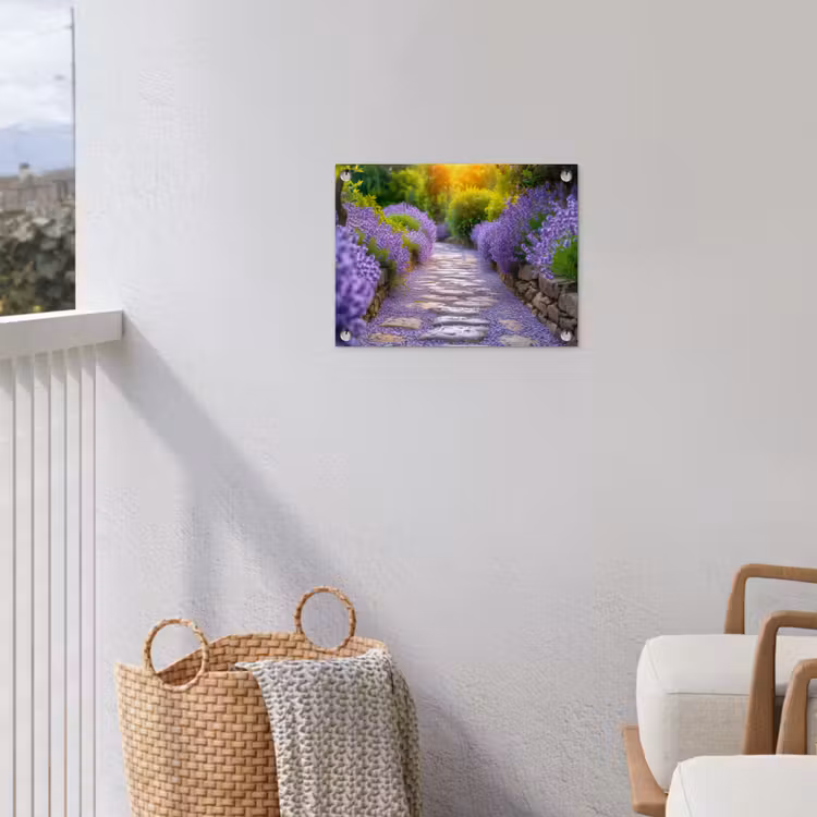Gartenposter - Lavendelweg bei Sonnenuntergang — 5