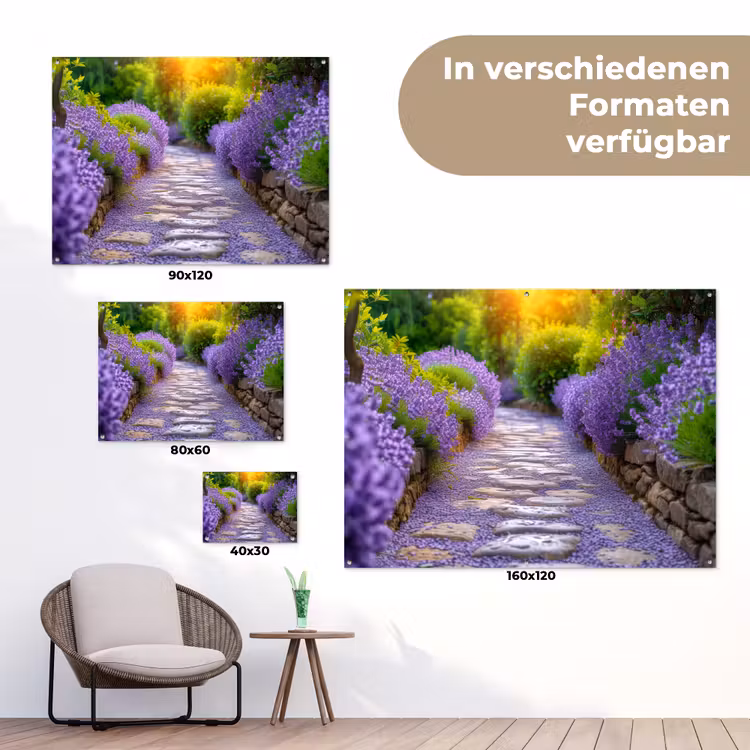 Gartenposter - Lavendelweg bei Sonnenuntergang — 6