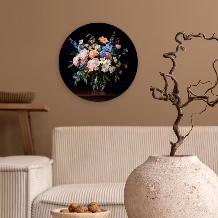 Glasbild Rund - Pastell - Blumen - Vase — 2
