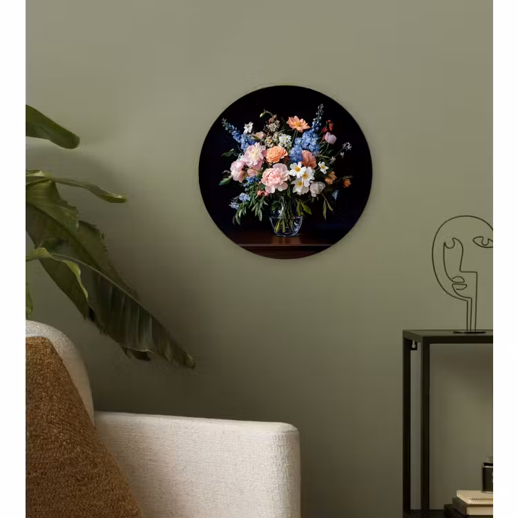 Glasbild Rund - Pastell - Blumen - Vase — 3