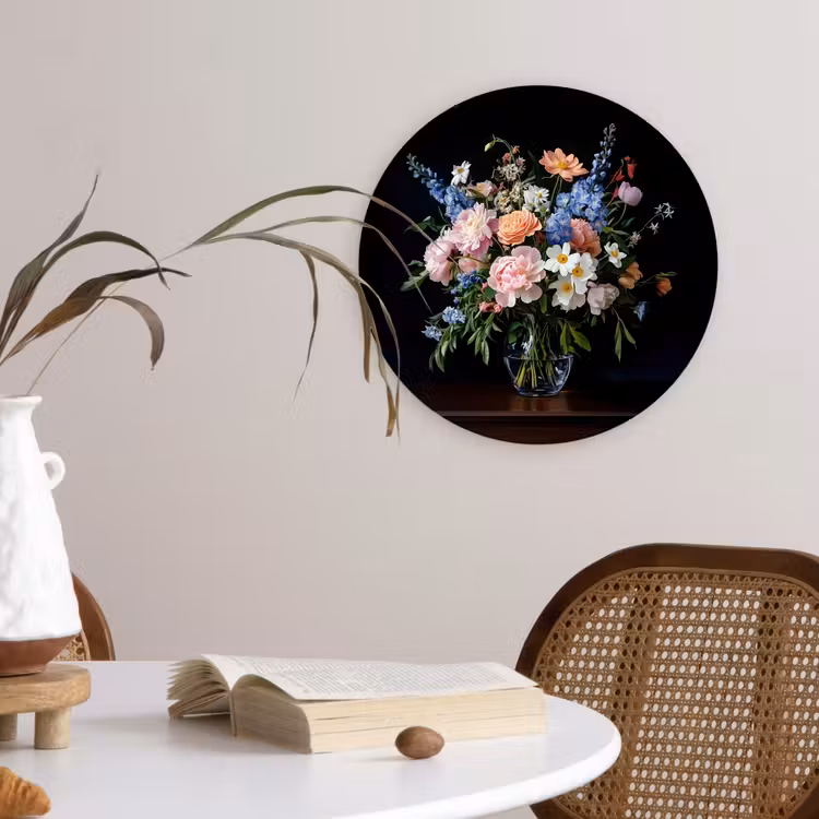 Glasbild Rund - Pastell - Blumen - Vase — 4