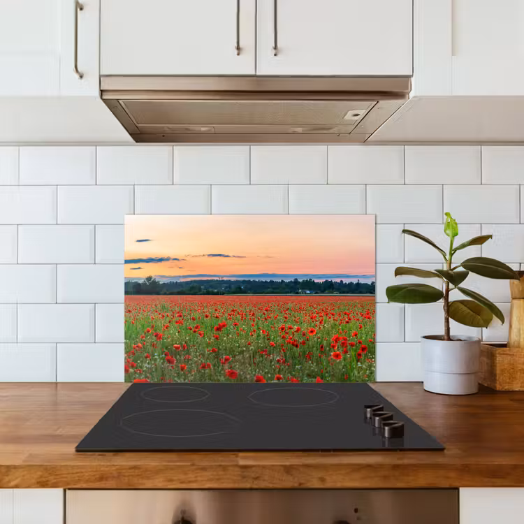 Spritzschutz Küche - Mohnblumen - Landschaft - Rot - Blumen — 4