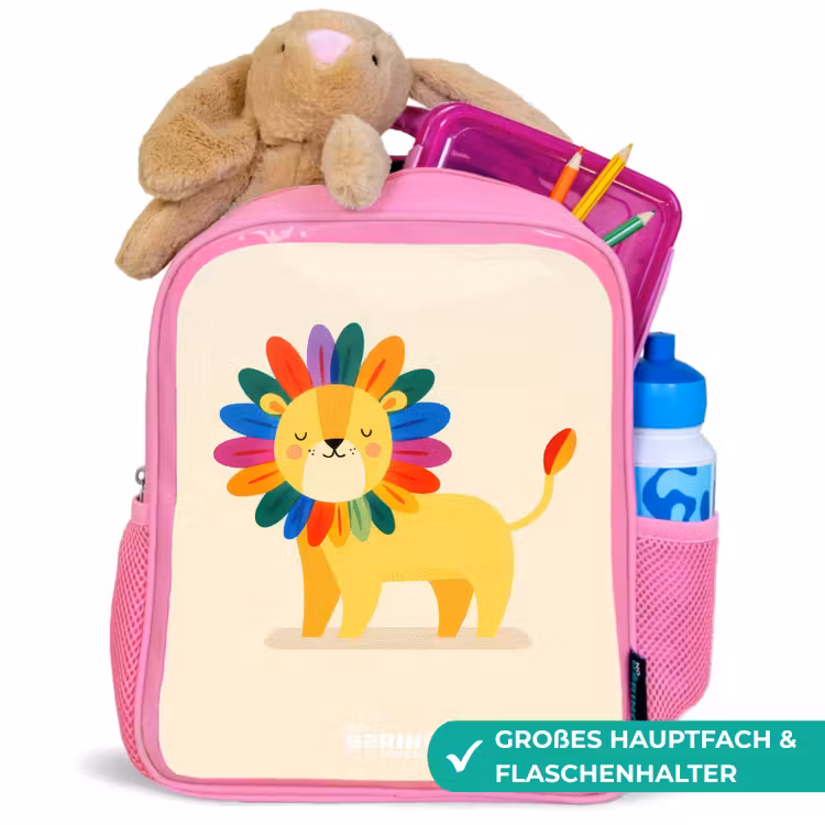 Rucksack Kind - Rosa - Löwe - Mähne - Farbenfroh — 3
