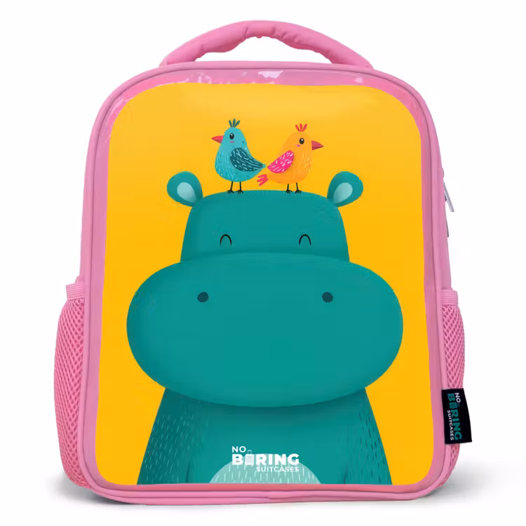 Rucksack Kind - Rosa - Nilpferd - Vögel - Gelb — 1