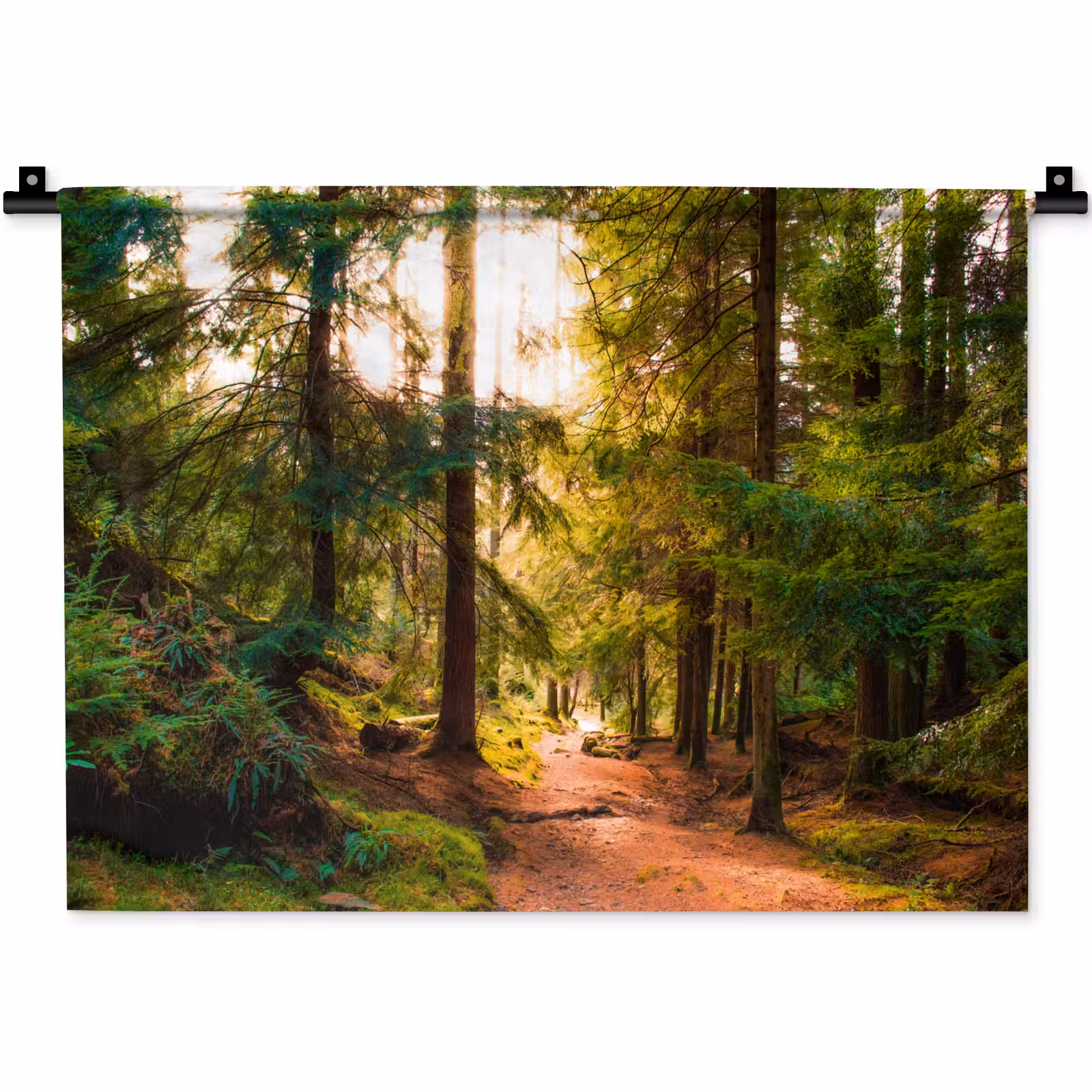 Wandteppich - Wald - Weg - Bäume - Grün - Sonne - Natur — 1
