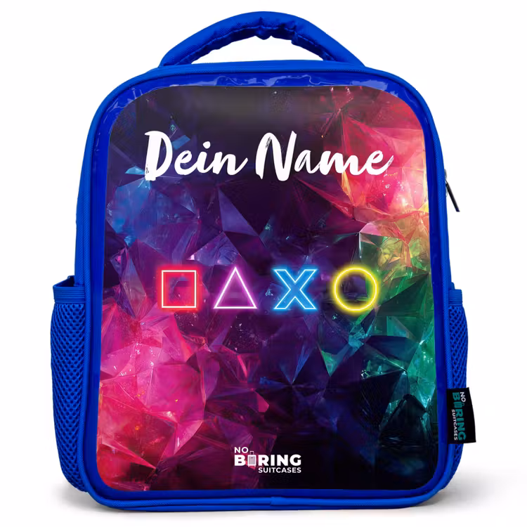 Kinderrucksack - Blau - Symbole - Spiel - Farbenfroh — 1