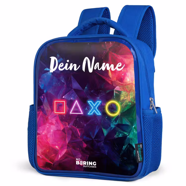 Kinderrucksack - Blau - Symbole - Spiel - Farbenfroh — 8