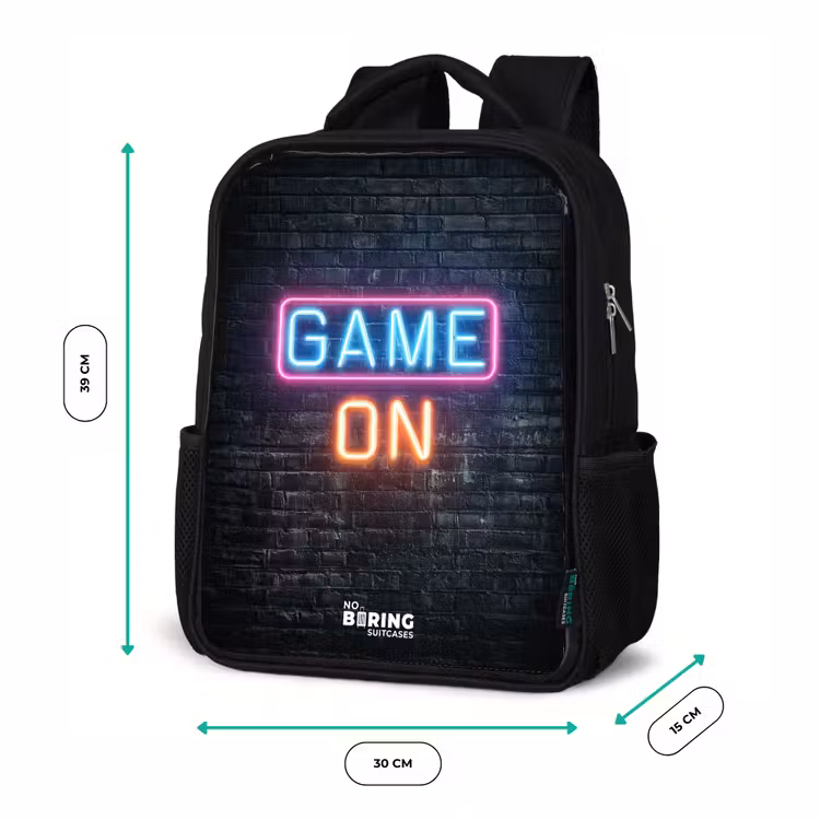 Kinderrucksack mit Namen - Schwarz - Spiel - Buchstaben - Neon — 8