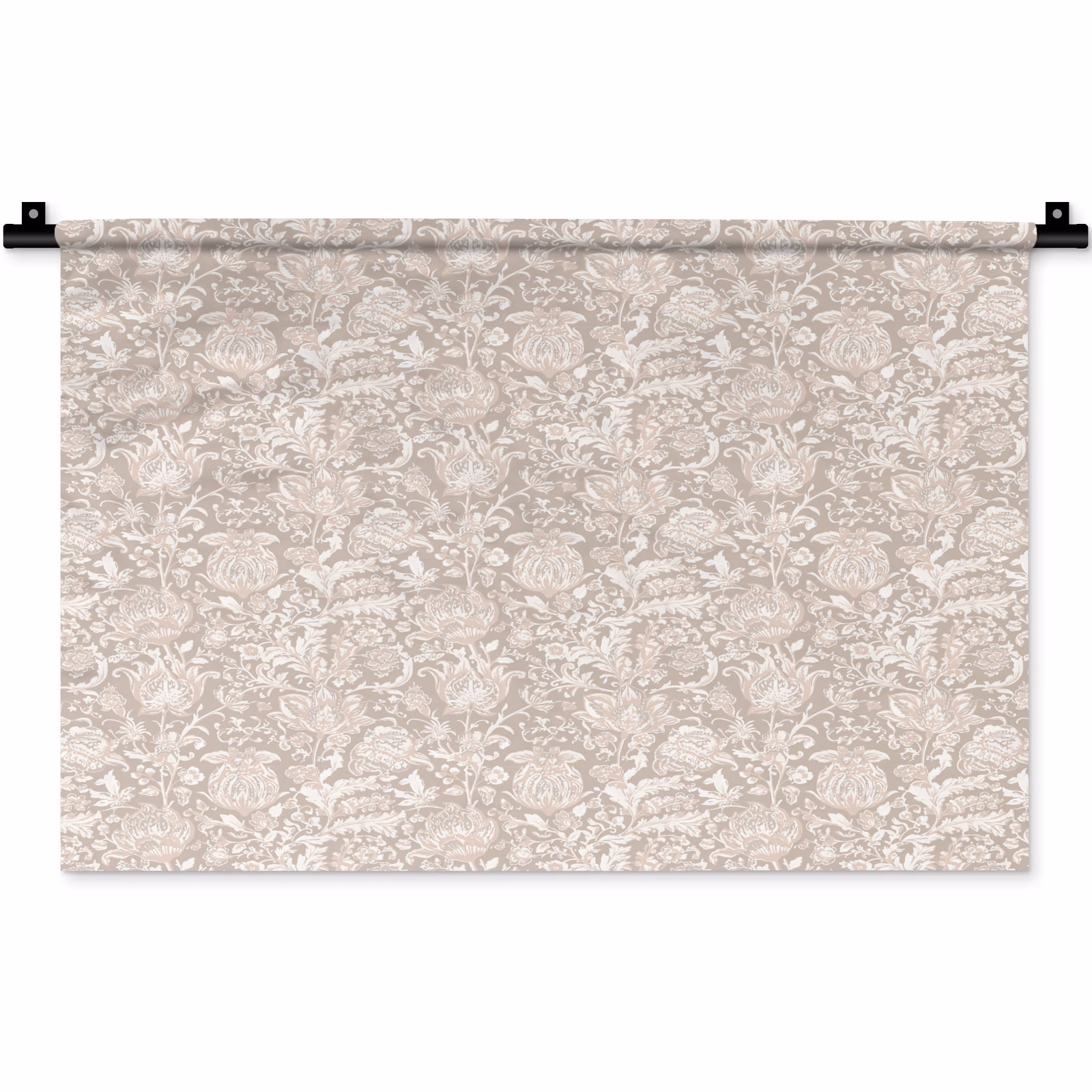 Wandteppich - Blumendruck - Grau - Creme — 1