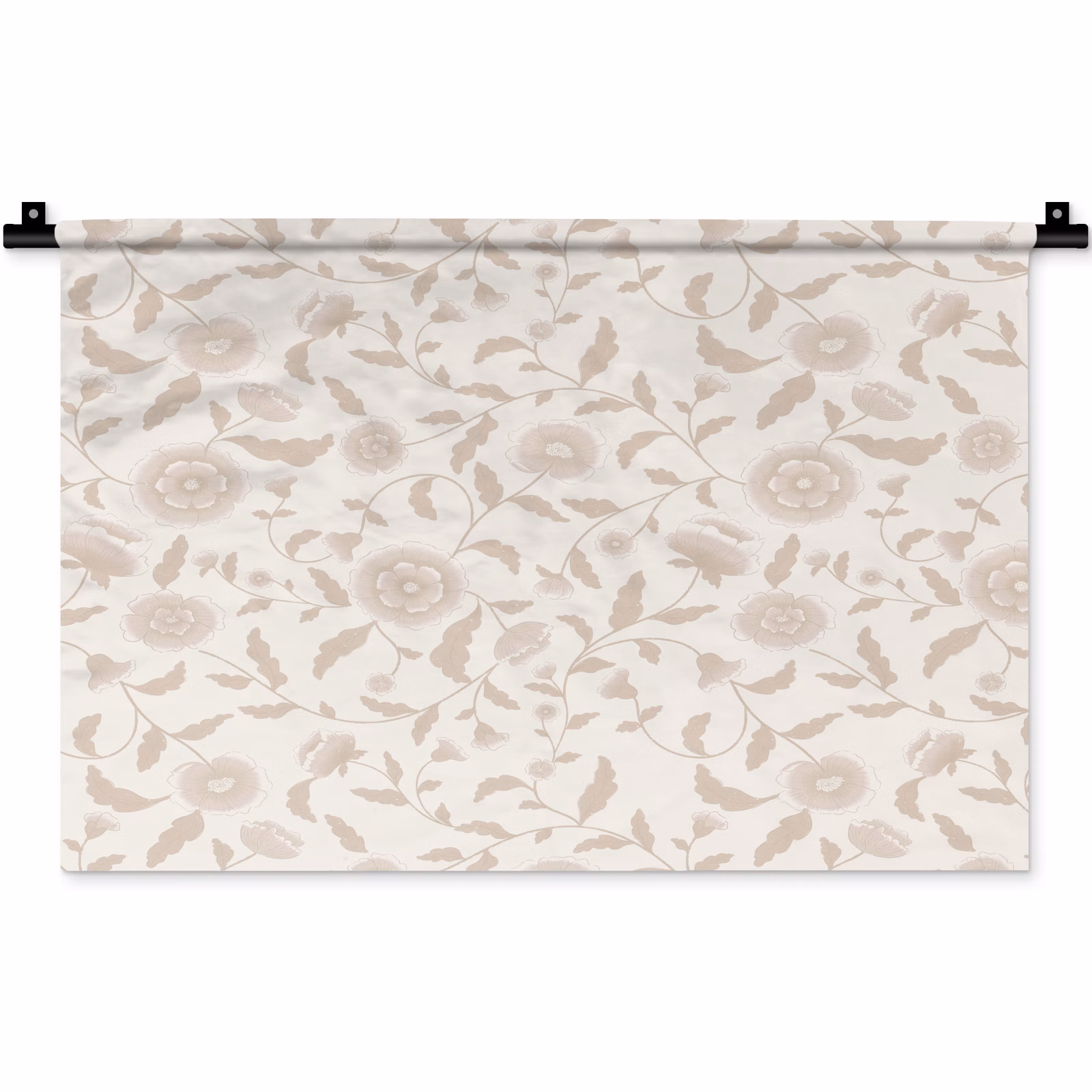 Wandteppich - Geschmückt - Blumen - Beige — 1