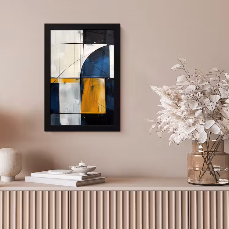 Bilder mit Rahmen - Abstrakt - Formen - Gold - Blau - Geometrisch — 4