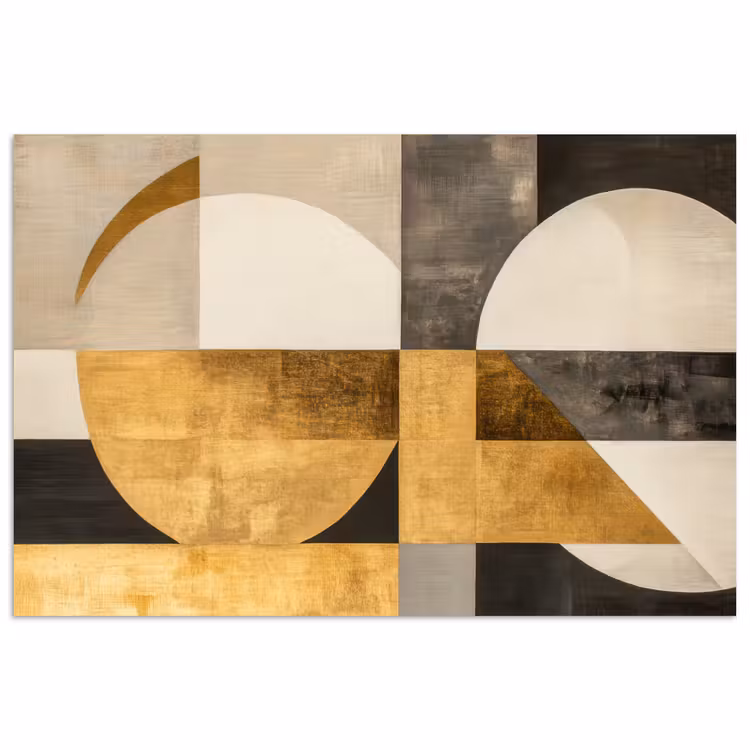 Poster - Abstrakt - Gold - Grau - Formen - Geometrisch — 1