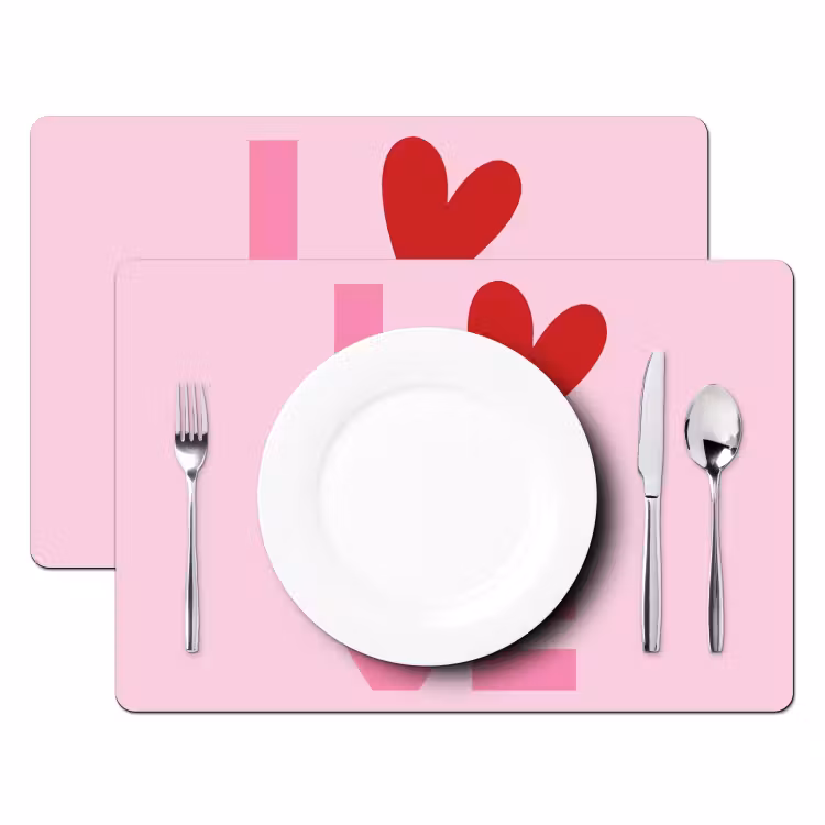 Tischset - 6 Stück - Liebe - Rosa - Herz - Valentinstag — 2