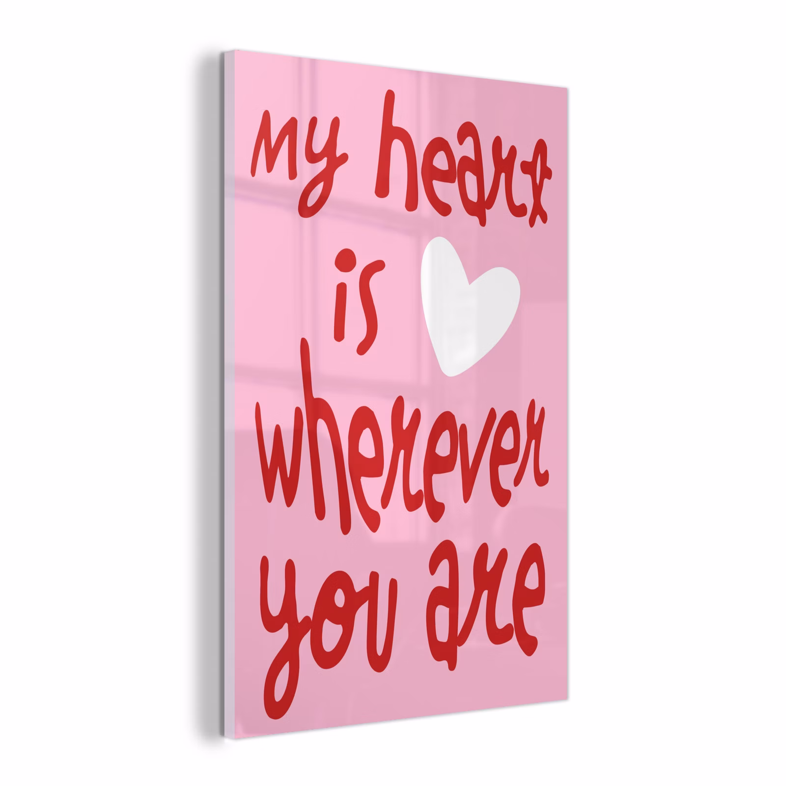Glasbild - Valentinstag - Herz - Liebe - Rosa — 1