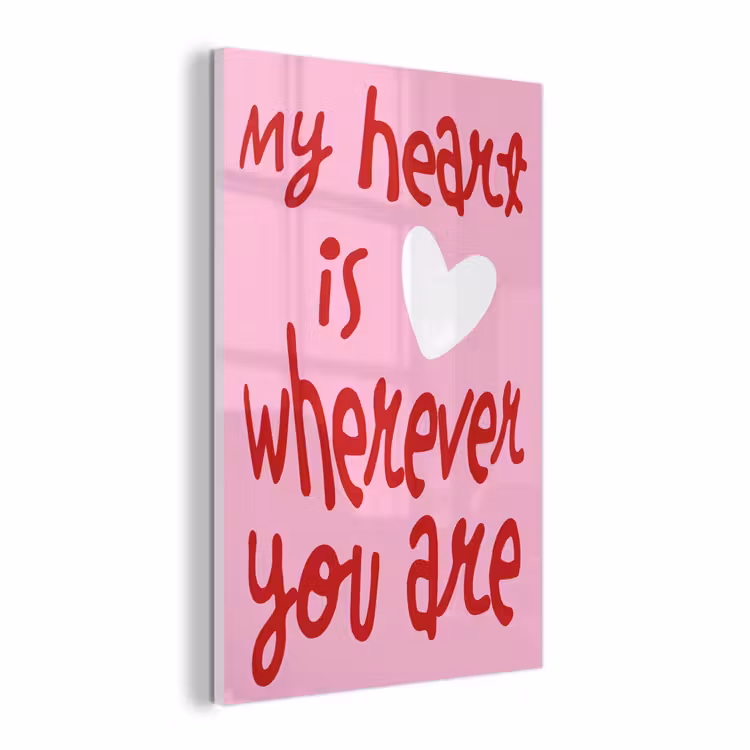 Glasbild - Valentinstag - Herz - Liebe - Rosa — 1