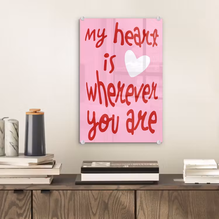 Glasbild - Valentinstag - Herz - Liebe - Rosa — 2