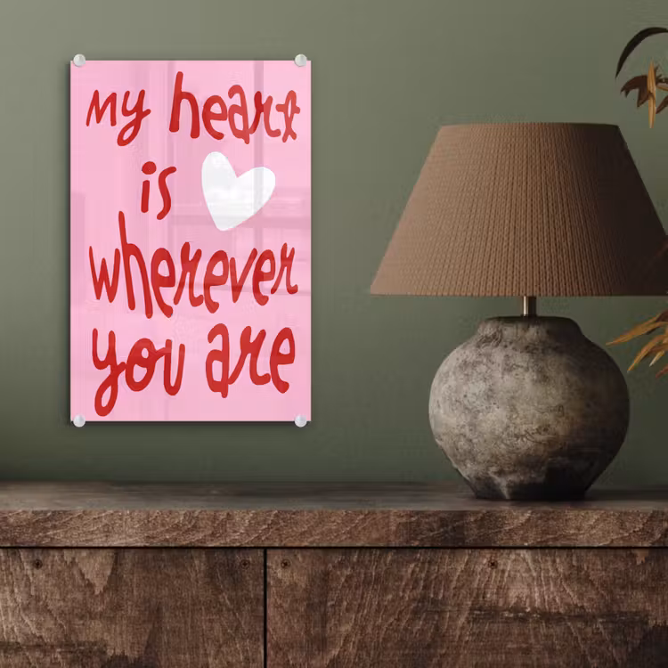 Glasbild - Valentinstag - Herz - Liebe - Rosa — 3