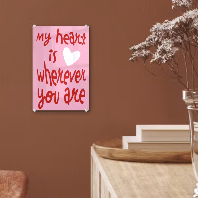 Glasbild - Valentinstag - Herz - Liebe - Rosa — 5