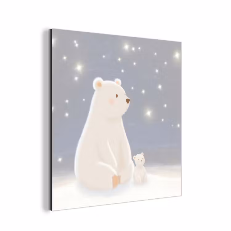 Alu-Dibond-Bild - Eisbär - Schnee - Sterne - Blau — 1