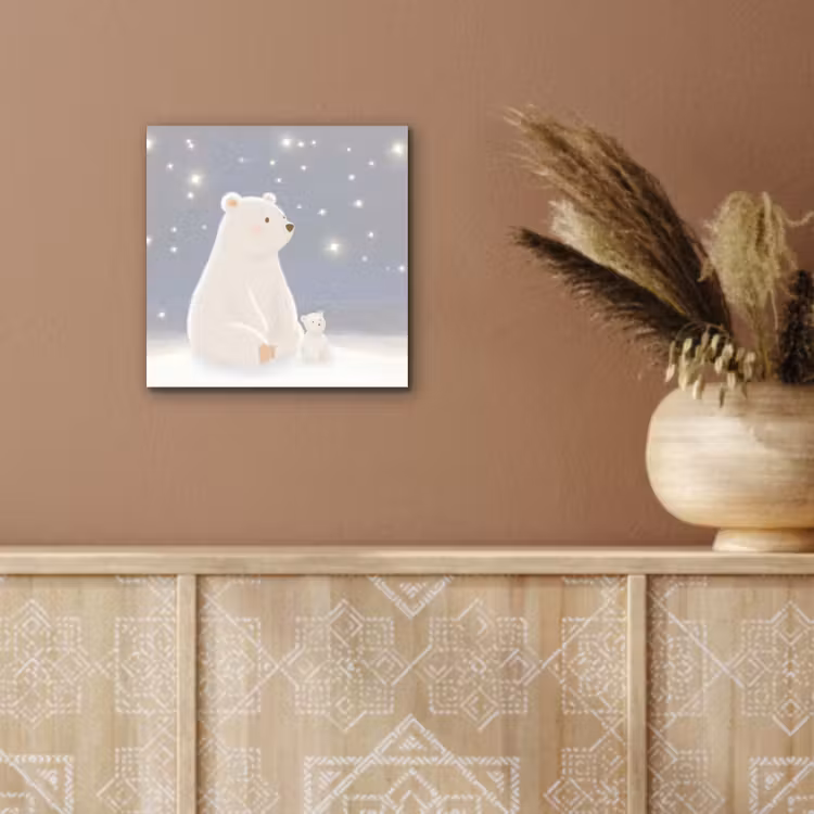 Alu-Dibond-Bild - Eisbär - Schnee - Sterne - Blau — 5