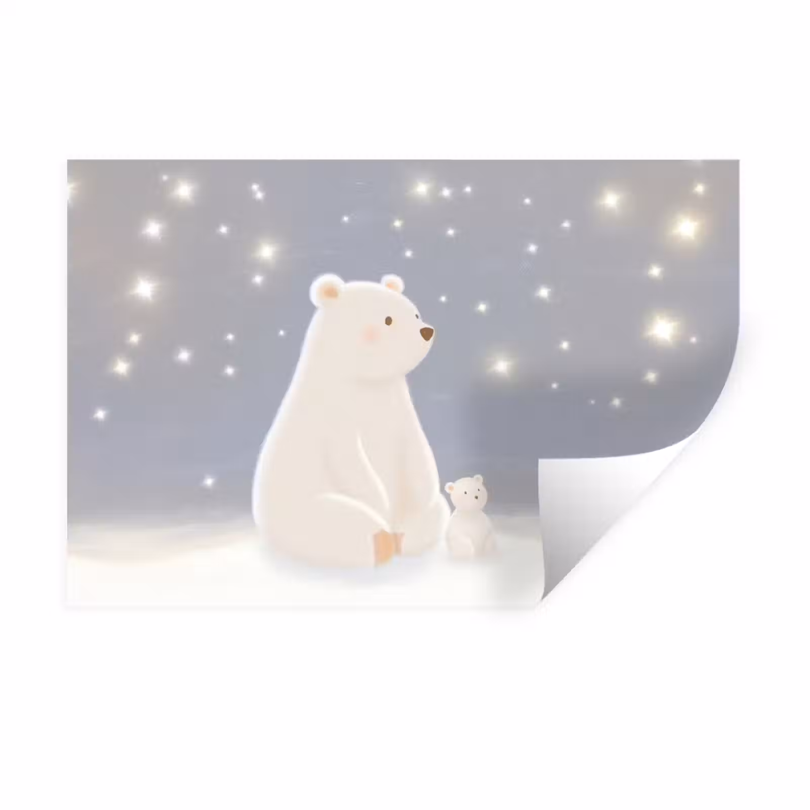 Wandtattoo – Eisbär - Schnee - Sterne - Blau — 1