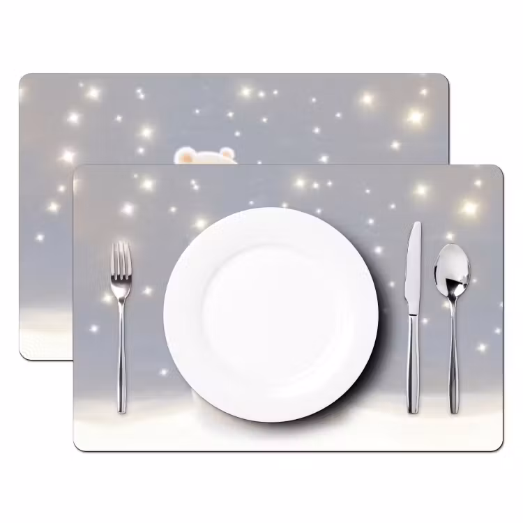 Tischset - 6 Stück - Eisbär - Schnee - Sterne - Blau — 2