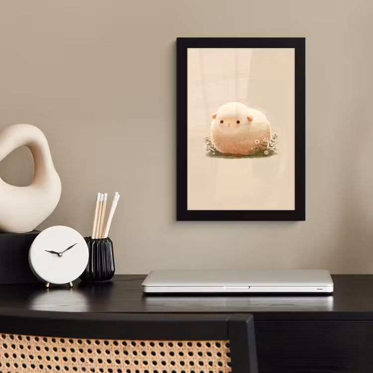 Bilder mit Rahmen - Schafe - Beige - Blumen — 2