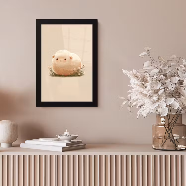 Bilder mit Rahmen - Schafe - Beige - Blumen — 4