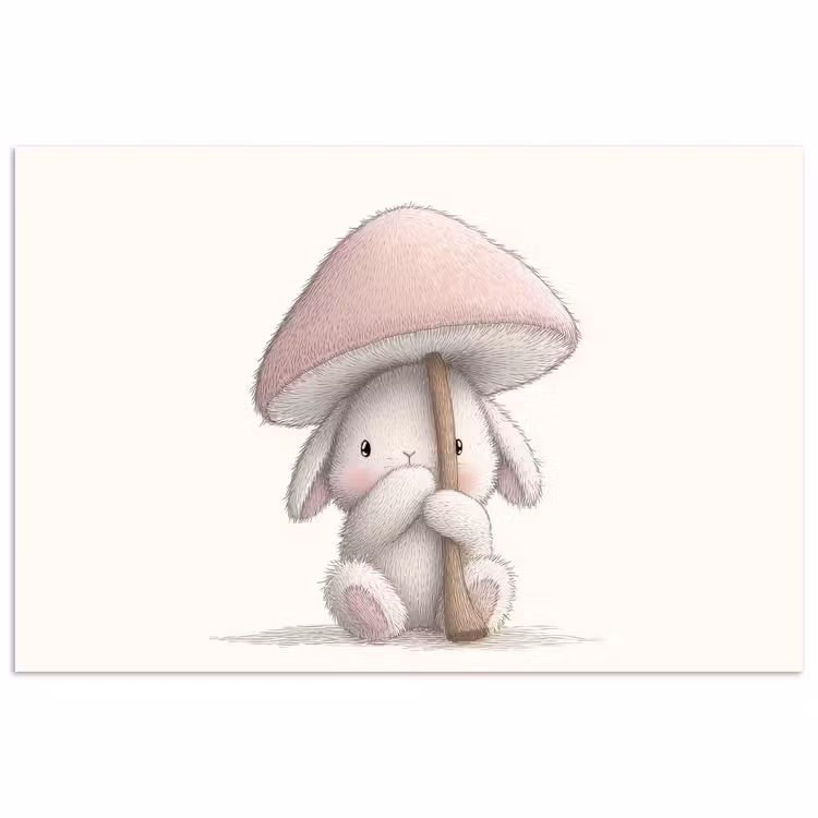 Poster - Pilz - Kaninchen - Rosa — 1
