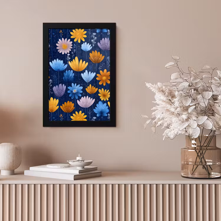Bilder mit Rahmen - Blumen - Muster - Blau - Kontrast — 4