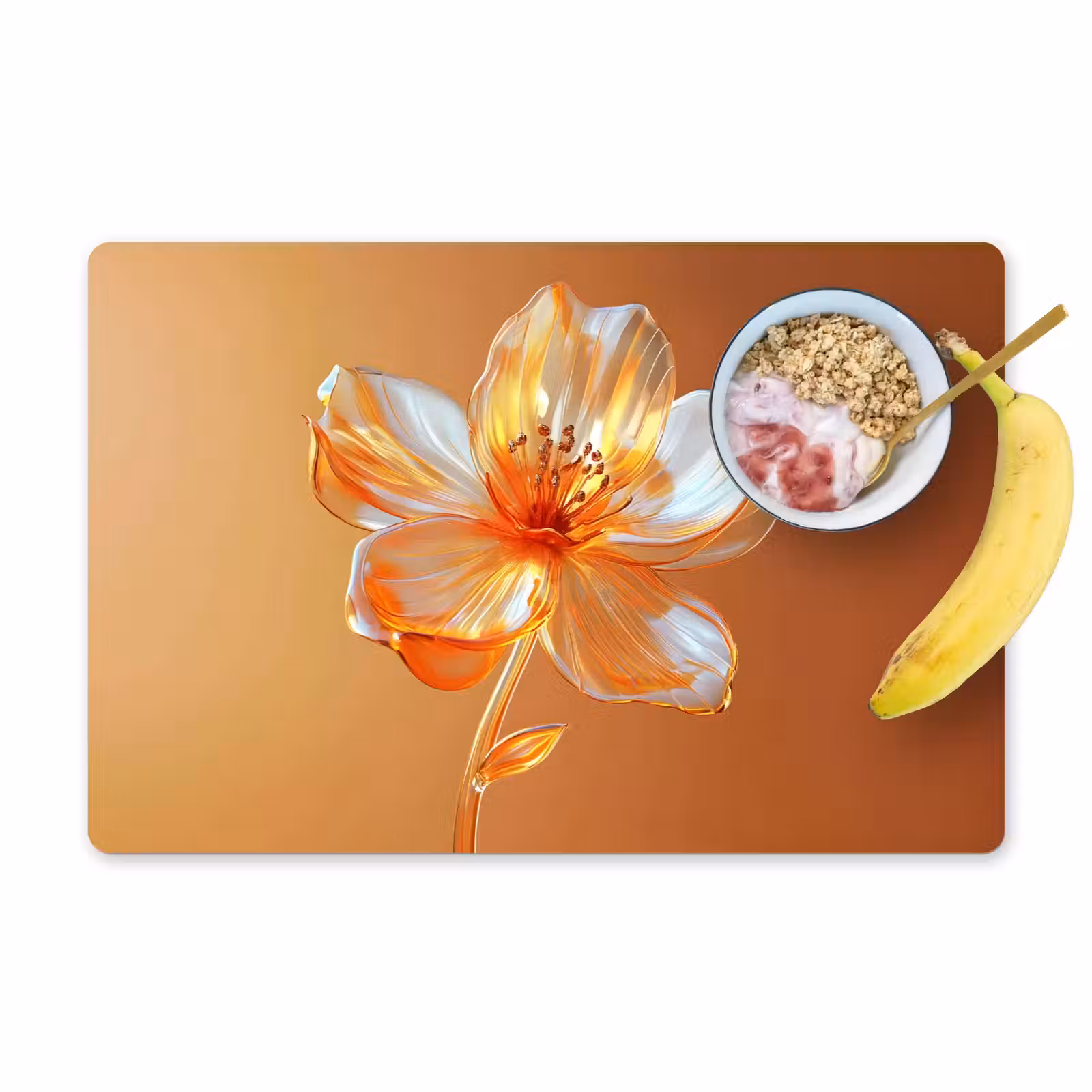 Tischset - 6 Stück - Gläser - Blume - Orange — 1