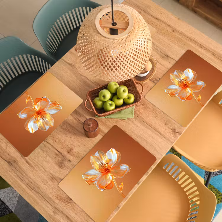 Tischset - 6 Stück - Gläser - Blume - Orange — 5