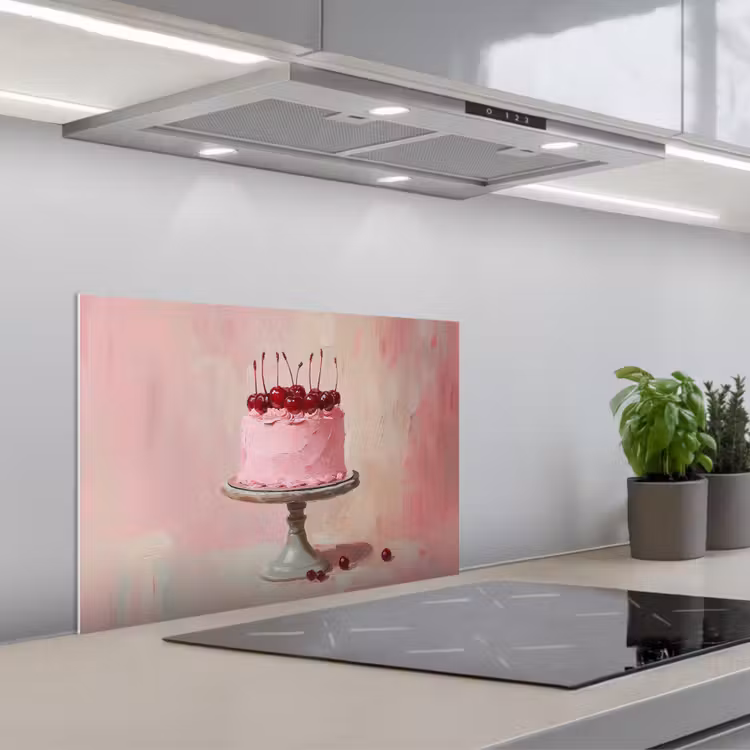Spritzschutz Küche - Torte - Rosa - Kirsche — 1