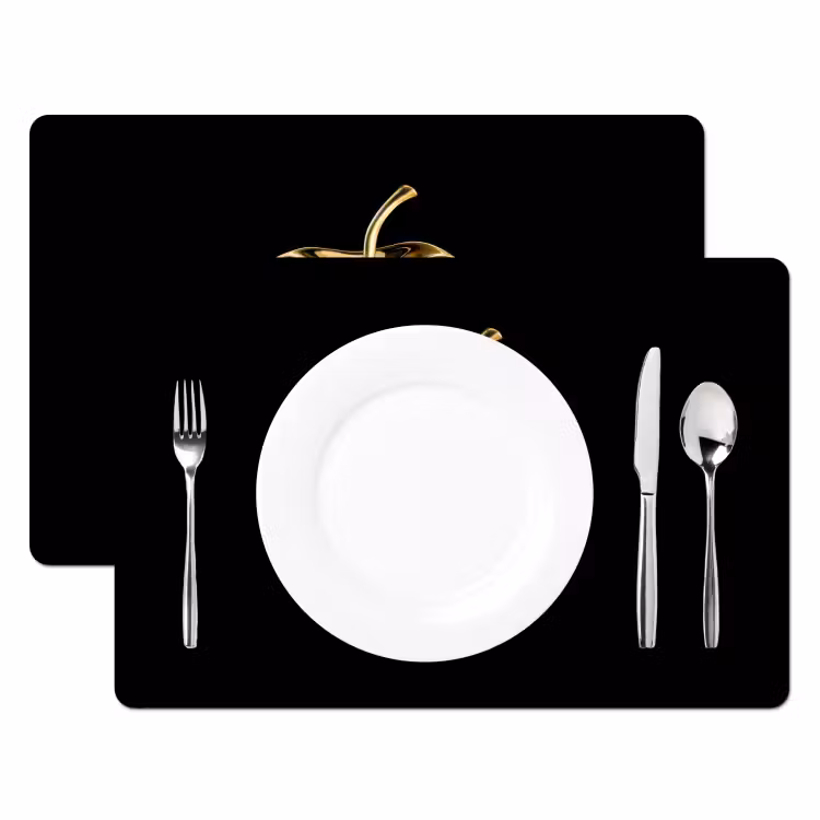 Tischset - 6 Stück - Apfel - Gold - Chrom - Schwarz — 2