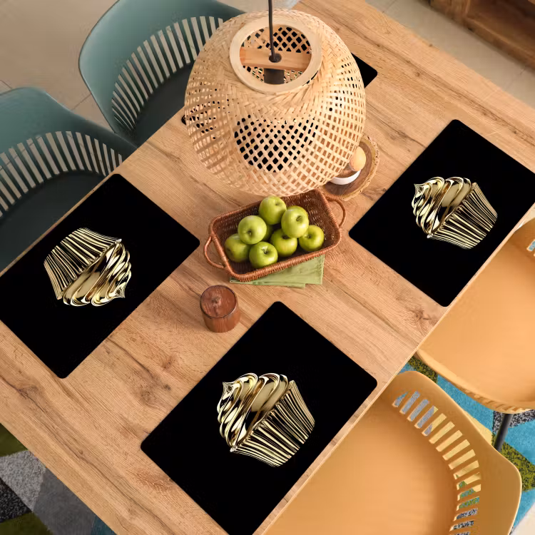 Tischset - 6 Stück - Cupcake - Lebensmittel - Gold - Schwarz — 4