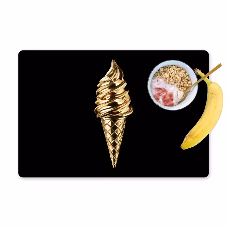 Tischset - 6 Stück - Eiscreme - Gold - Schwarz - Lebensmittel — 1