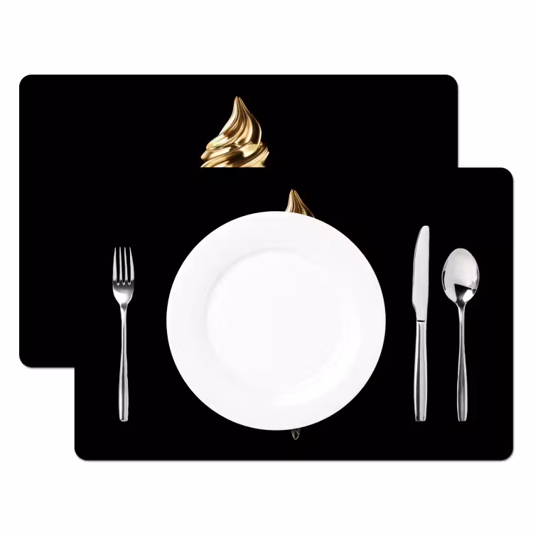 Tischset - 6 Stück - Eiscreme - Gold - Schwarz - Lebensmittel — 2