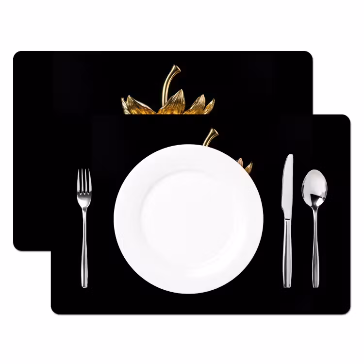Tischset - 6 Stück - Erdbeere - Gold - Schwarz - Chrom — 2