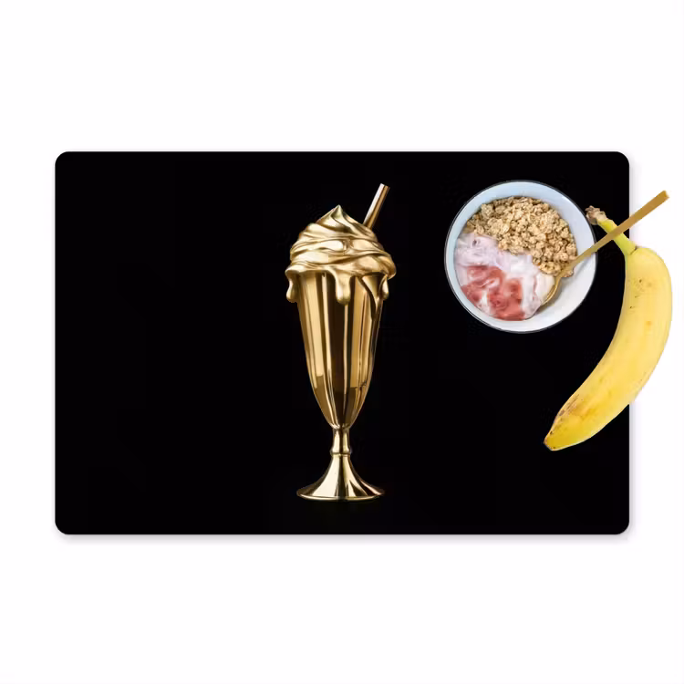 Tischset - 6 Stück - Milchshake - Gold - Trinkend - Schwarz — 1