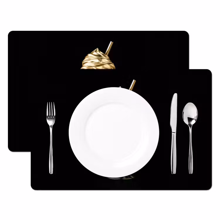 Tischset - 6 Stück - Milchshake - Gold - Trinkend - Schwarz — 2