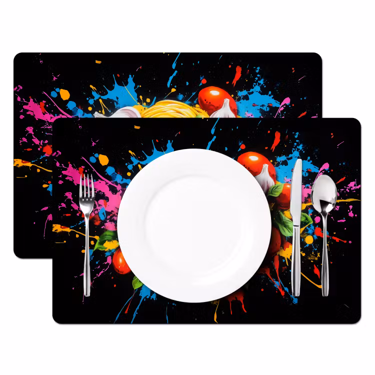 Tischset - 6 Stück - Spaghetti - Graffiti - Farbe - Bunt - Lebensmittel - Modern — 2