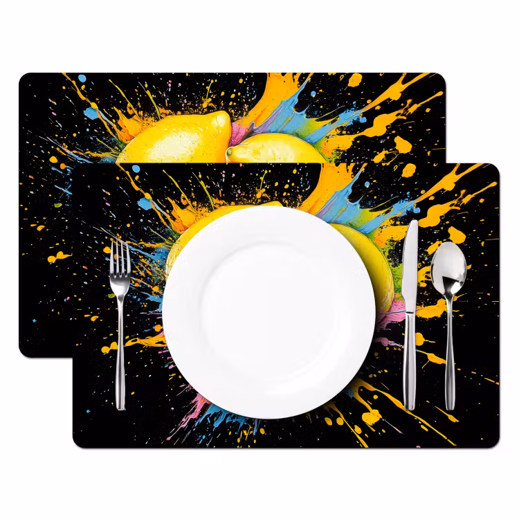 Tischset - 6 Stück - Zitrone - Graffiti - Farbenfroh - Farbe - Modern — 2